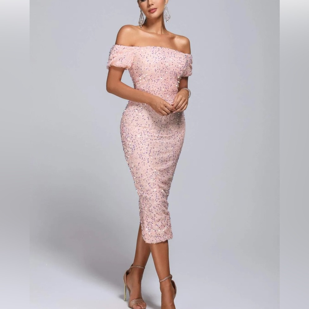 Elegant Pink Off-Shoulder Dress